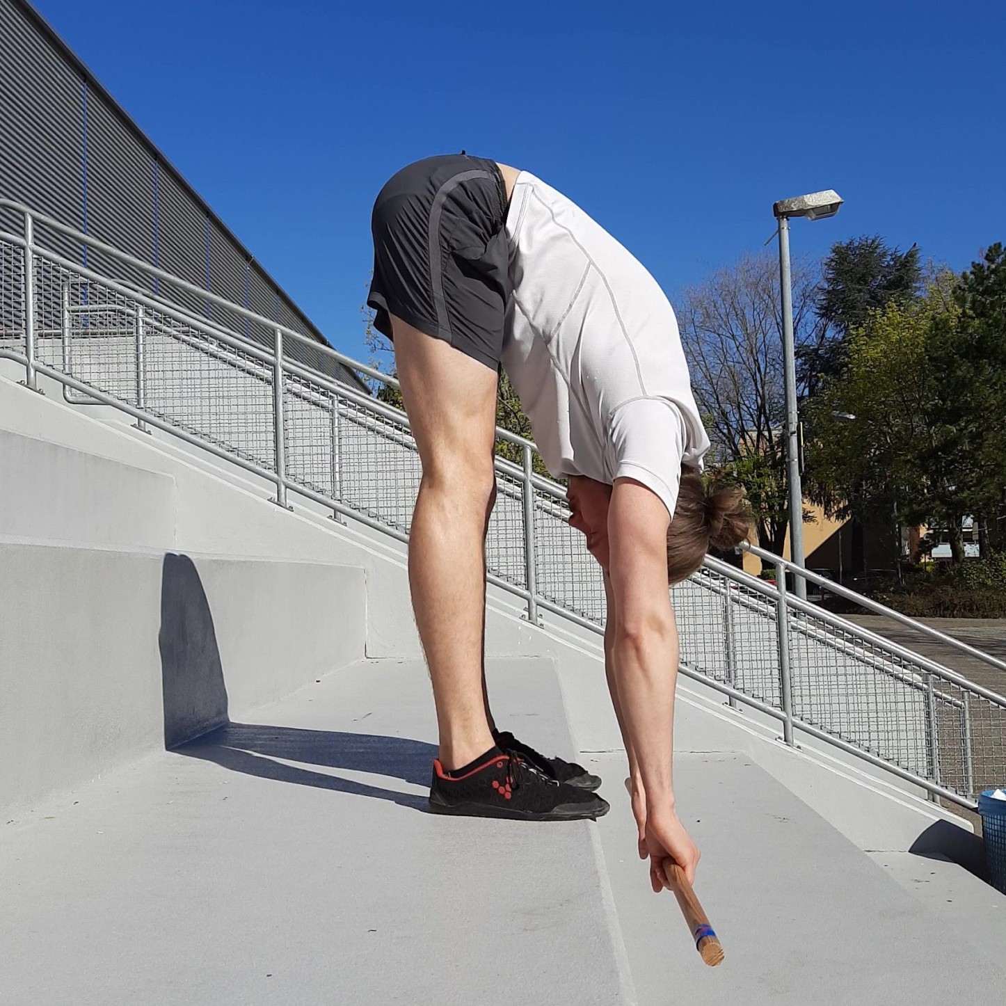 Me doing a Jefferson Curl to strengthen my Hamstrings and get more flexible.