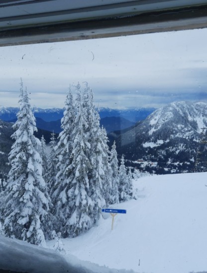 This image shows the views from the top of Sasquatch Mountain in British Columbia.