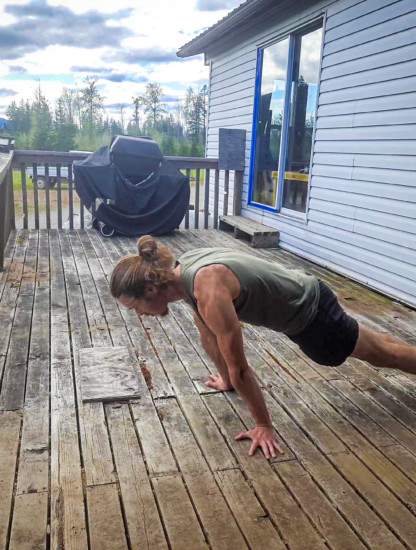 This image shows me performing planche lean, which is a straight arm strength movement.